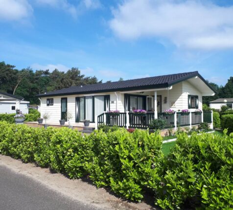 Chaletplaats met bloemen